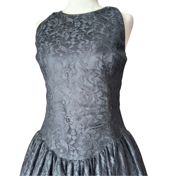 Gunne Sax Black Lace Vintage  Midi Open back Dress with bow - Picture 3 of 12